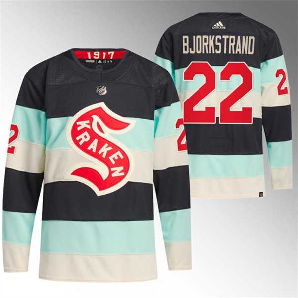 Mens Seattle Kraken #22 Oliver Bjorkstrand Deep Sea Blue 2024 Winter Classic Primegreen Stitched Jersey Dzhi->->NHL Jersey
